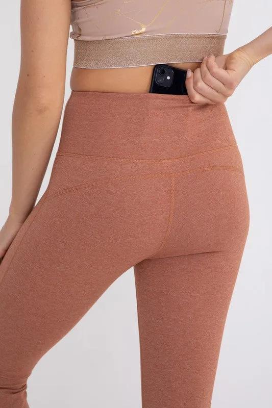 Flare Swoop Back High-Waisted Leggings - Mono B