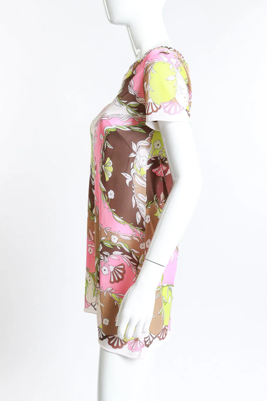 Floral Fan Short Sleeve Slip Dress